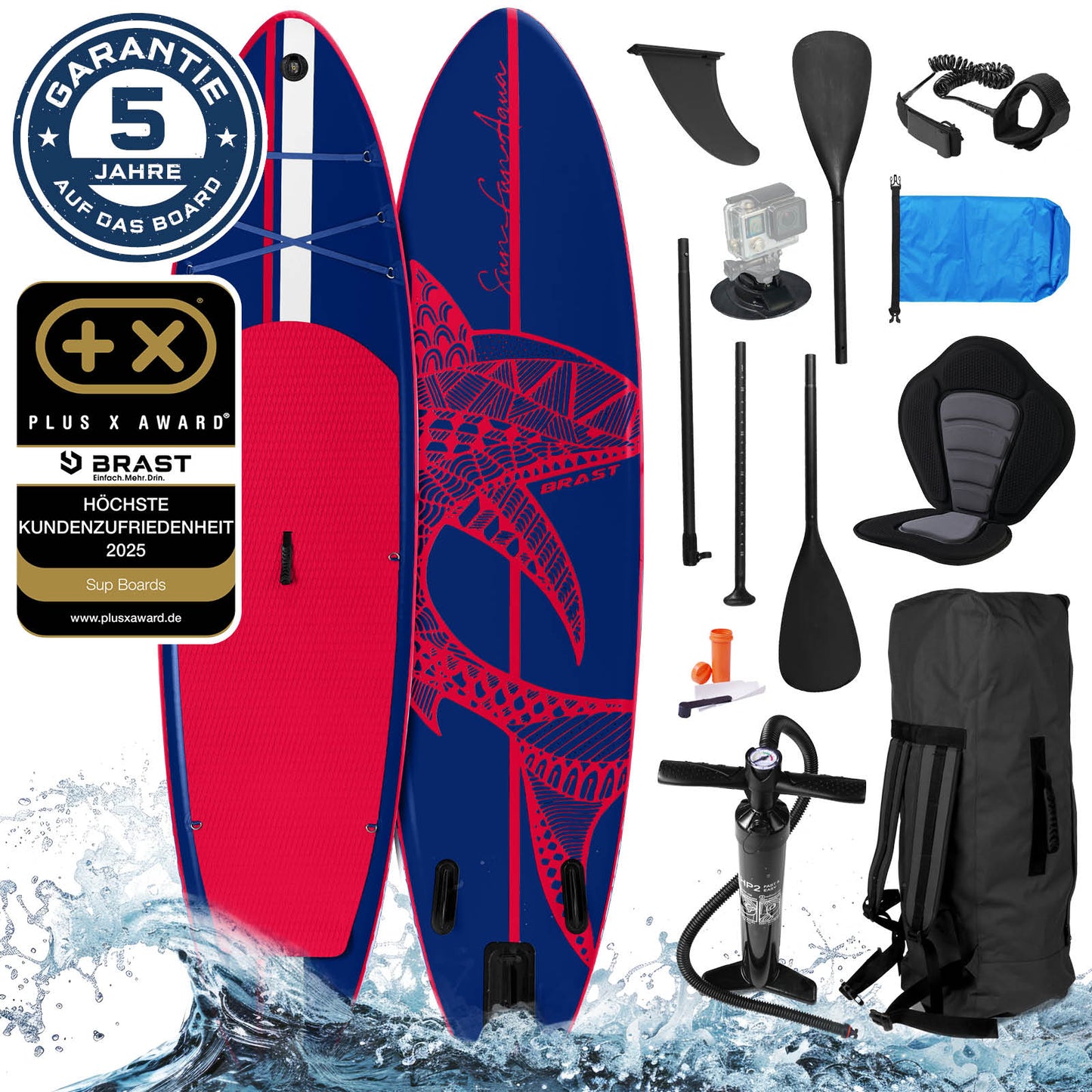 Aufblasbares SUP Board Set mit Sitz SHARK 320 blue/red
