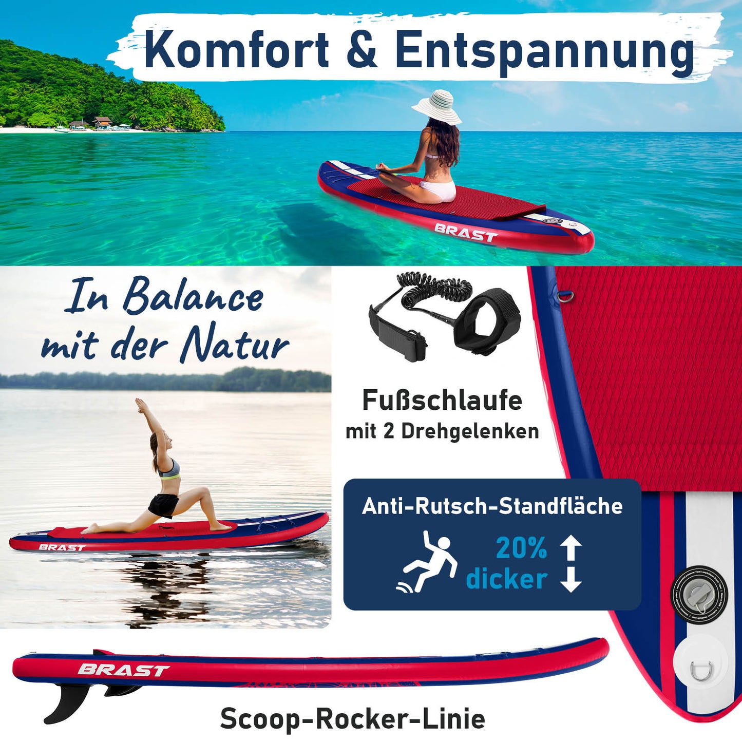 Aufblasbares SUP Board Set mit Sitz SHARK 320 blue/red