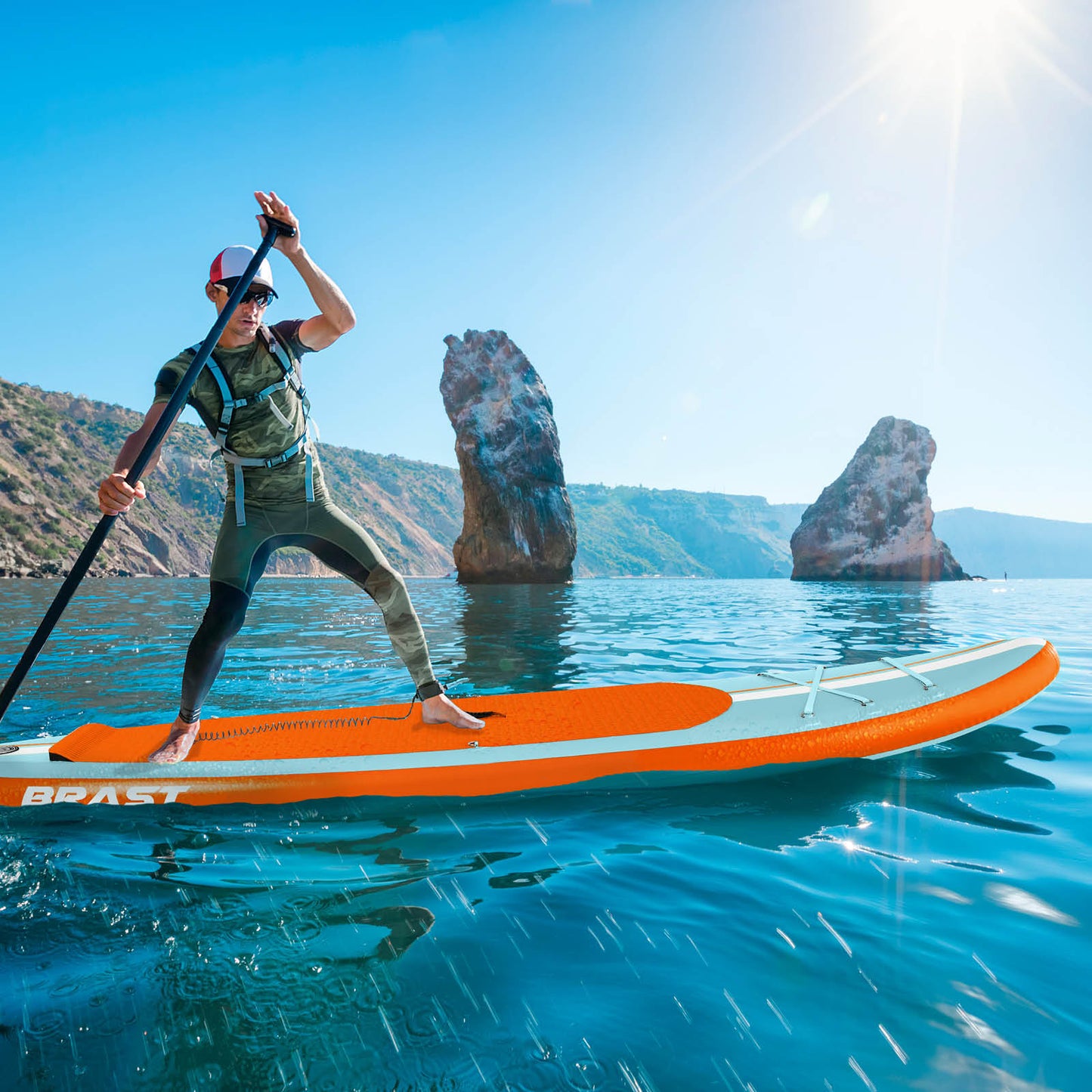 Aufblasbares SUP Board Set mit Sitz SHARK 320 light blue/orange