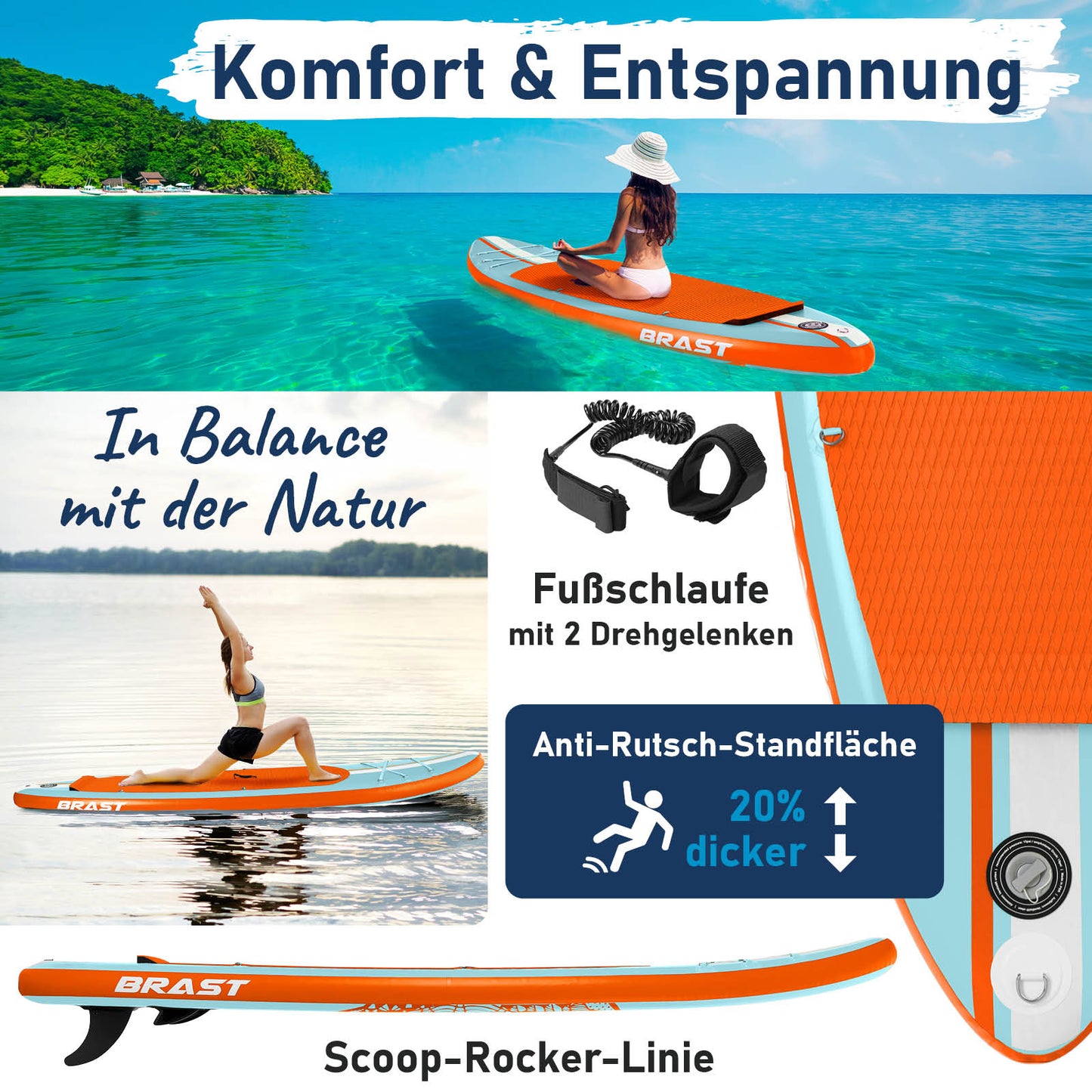 Aufblasbares SUP Board Set mit Sitz SHARK 320 light blue/orange