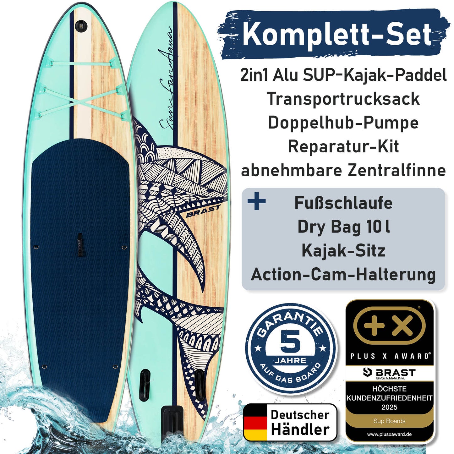 Aufblasbares SUP Board Set mit Sitz SHARK 320 nature