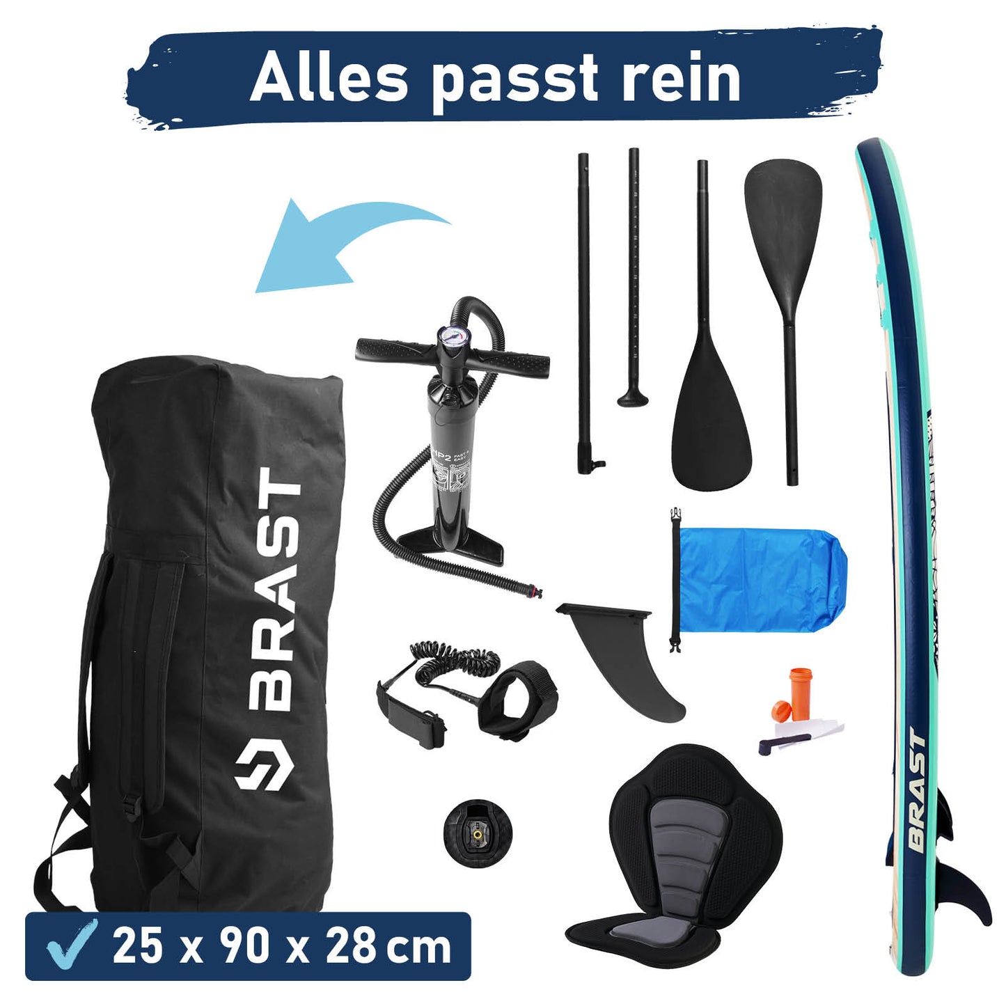Aufblasbares SUP Board Set mit Sitz SHARK 320 nature