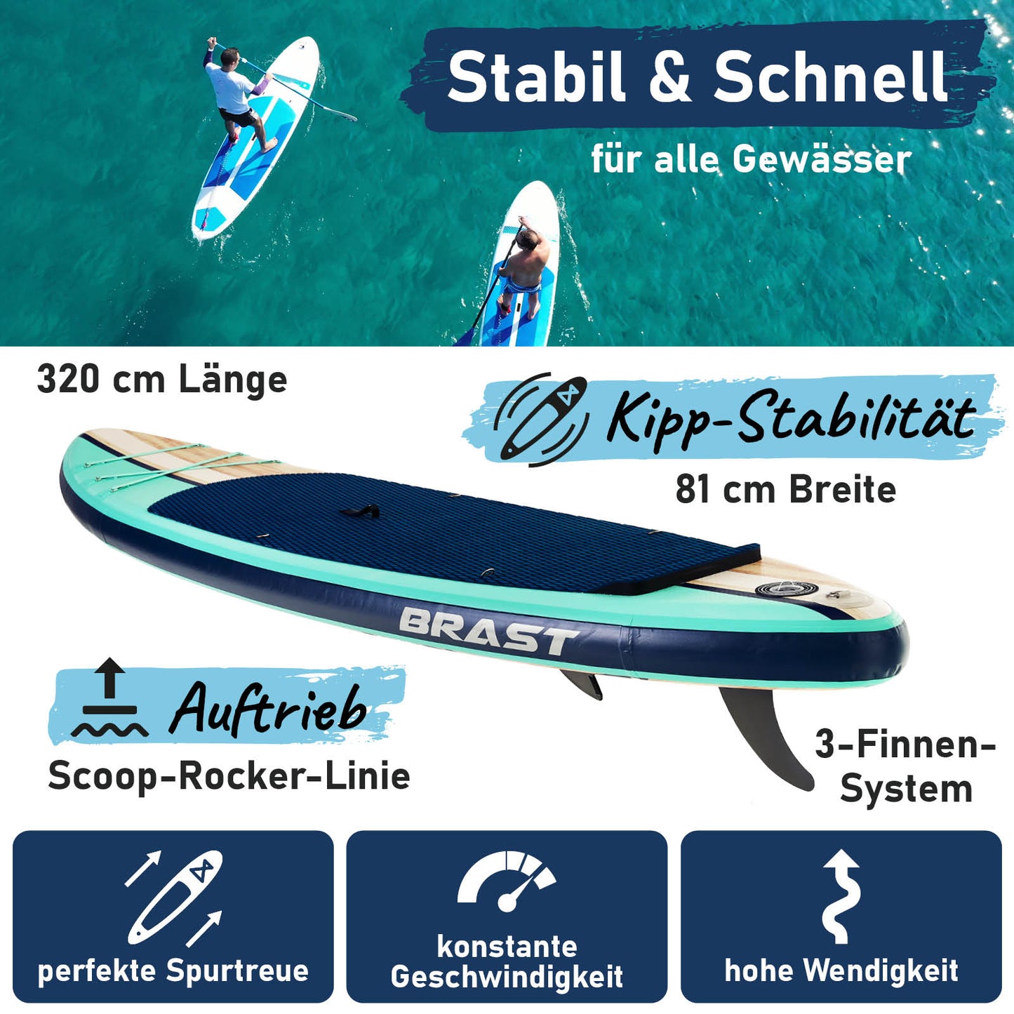 Aufblasbares SUP Board Set mit Sitz SHARK 320 nature