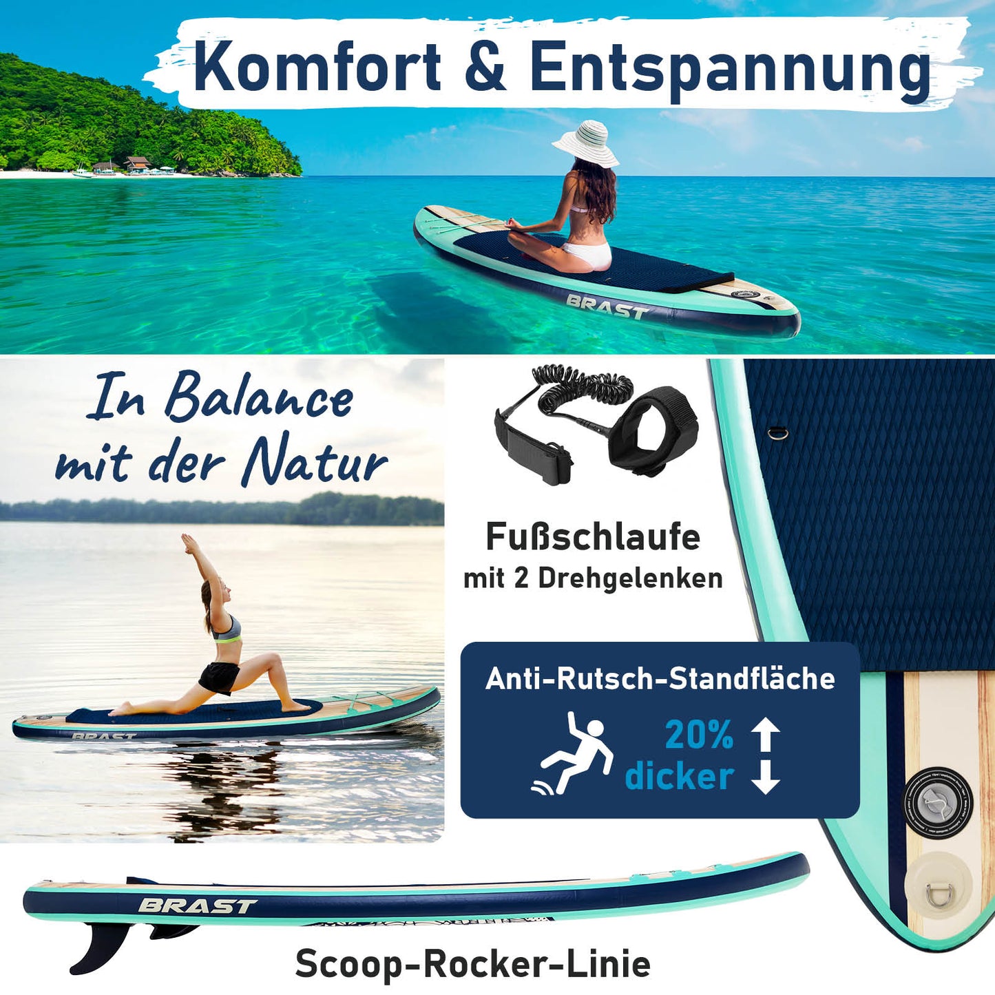 Aufblasbares SUP Board Set mit Sitz SHARK 320 nature