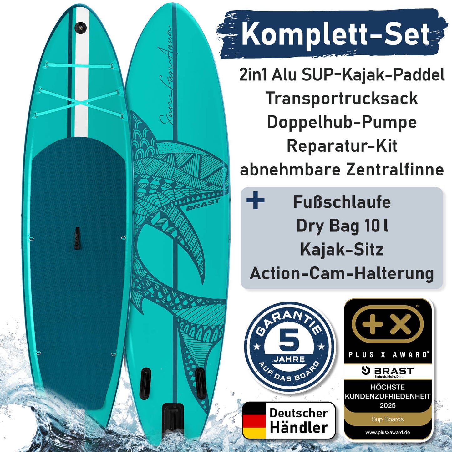 SUP Board aufblasbar mit Sitz SHARK 320 petrol
