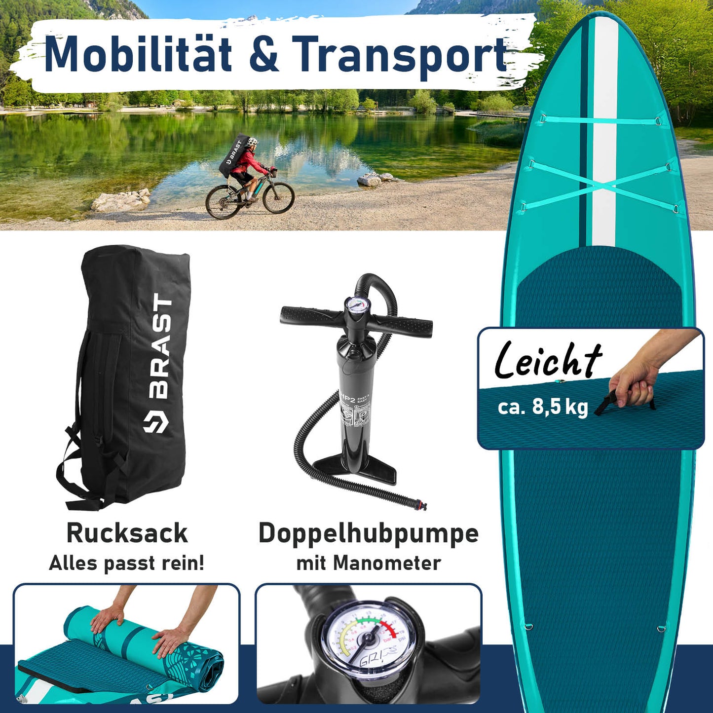 SUP Board aufblasbar mit Sitz SHARK 320 petrol