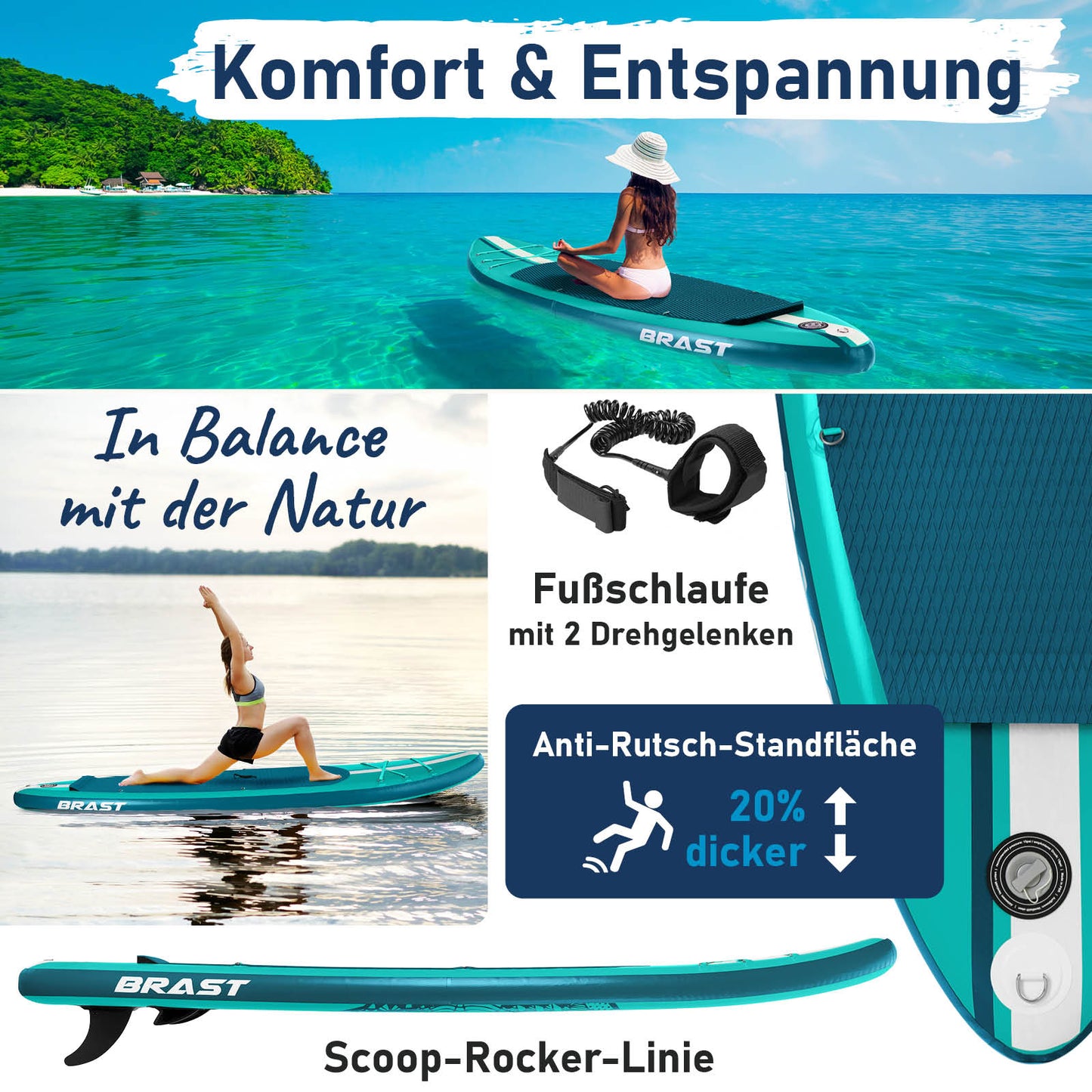 SUP Board aufblasbar mit Sitz SHARK 320 petrol
