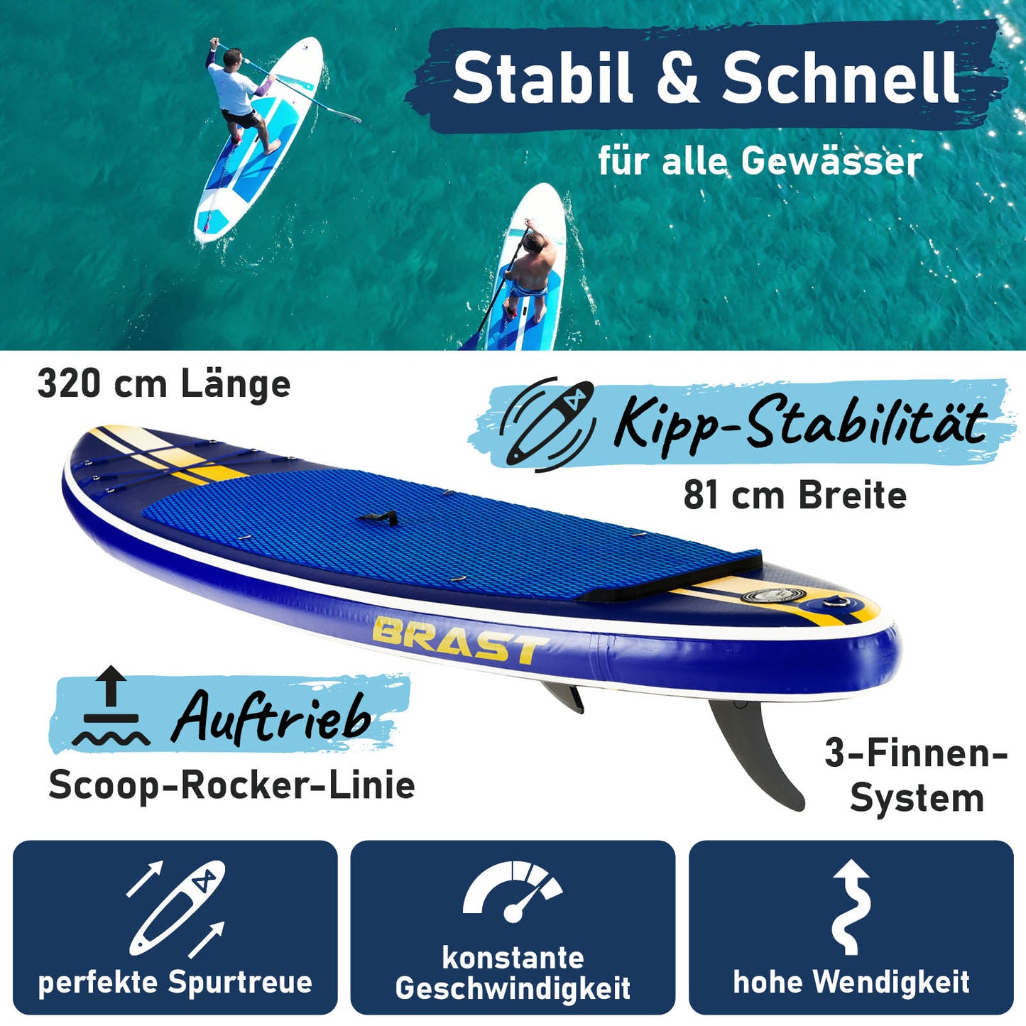 SUP Board aufblasbar mit Sitz SHARK 320 Deluxe
