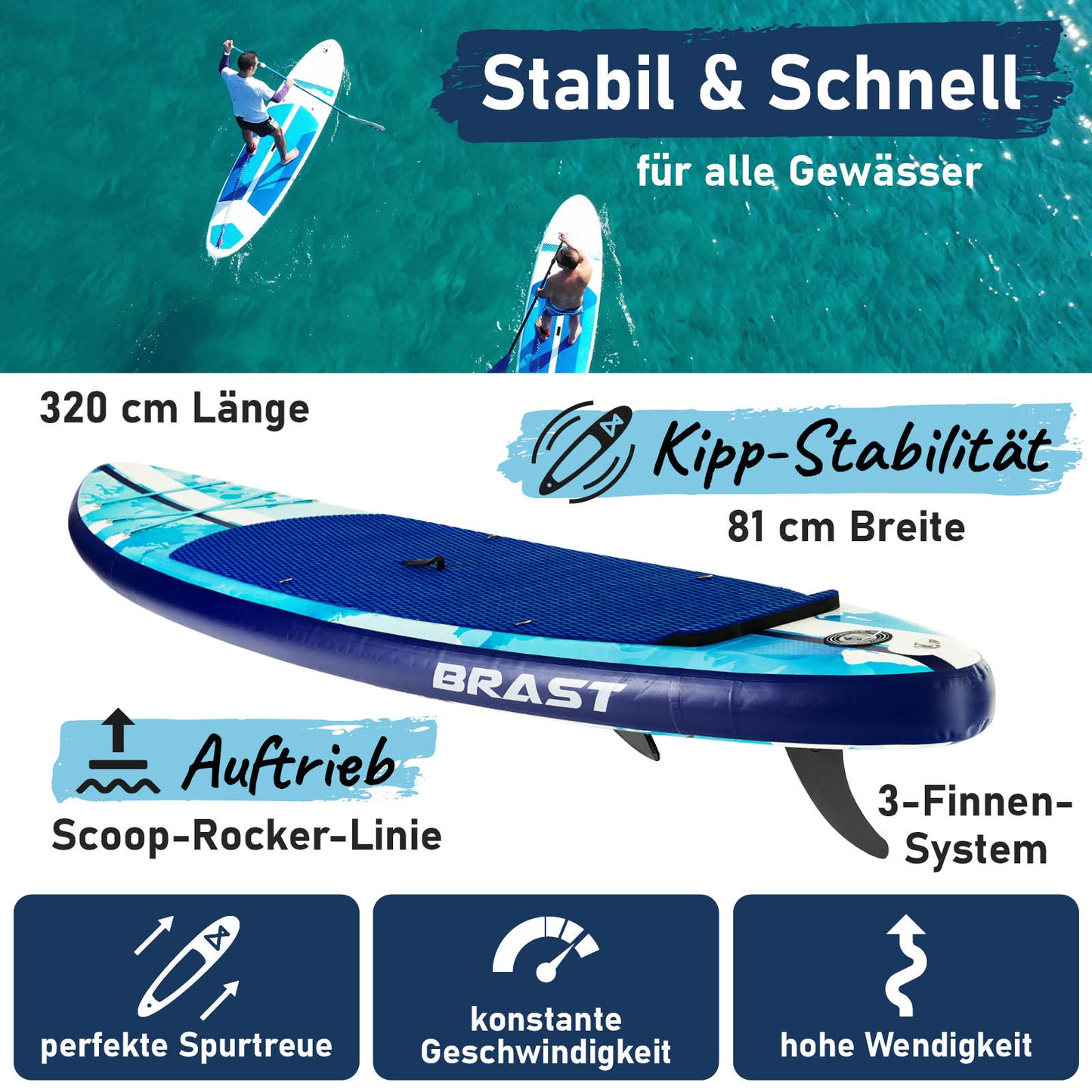 SUP Board aufblasbar mit Sitz SHARK 320 Splash