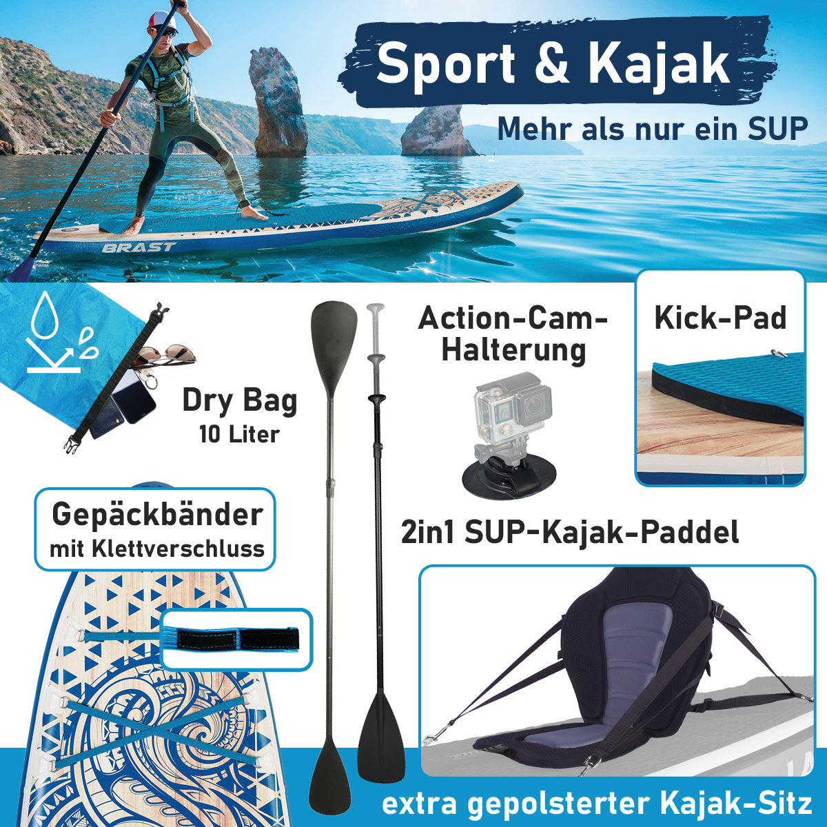 Aufblasbares SUP Board Set mit Sitz TRIBAL 320