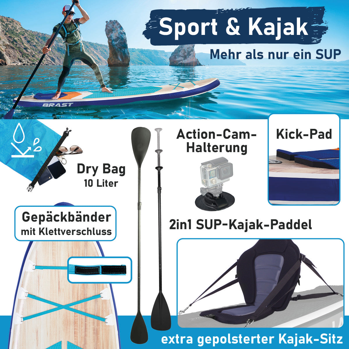 Aufblasbares SUP Board Set mit Sitz TURTLE 320