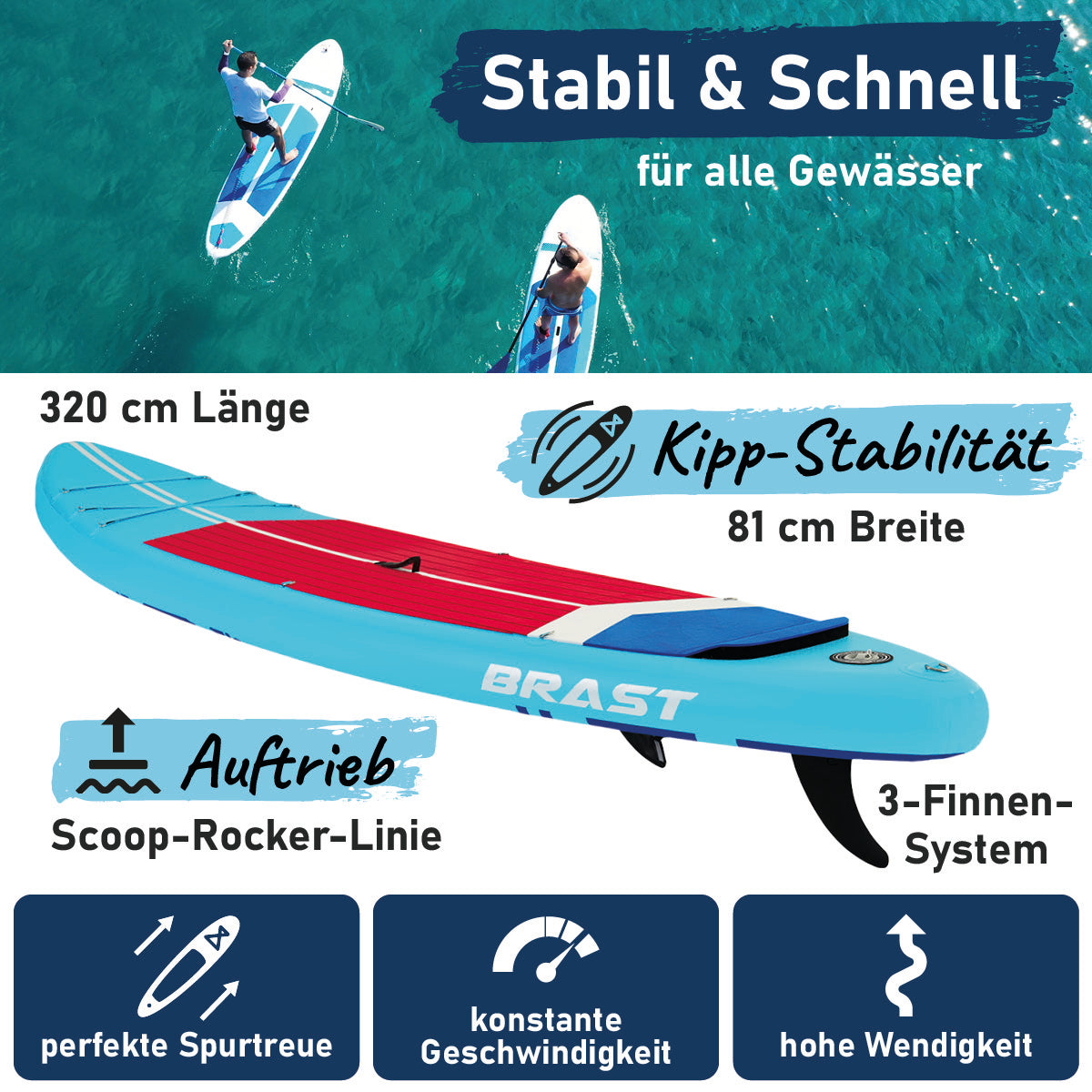 SUP Board aufblasbar TURTLE 320 blue
