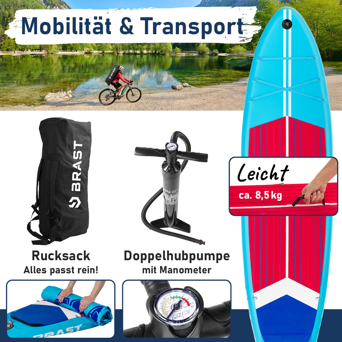 SUP Board aufblasbar TURTLE 320 blue