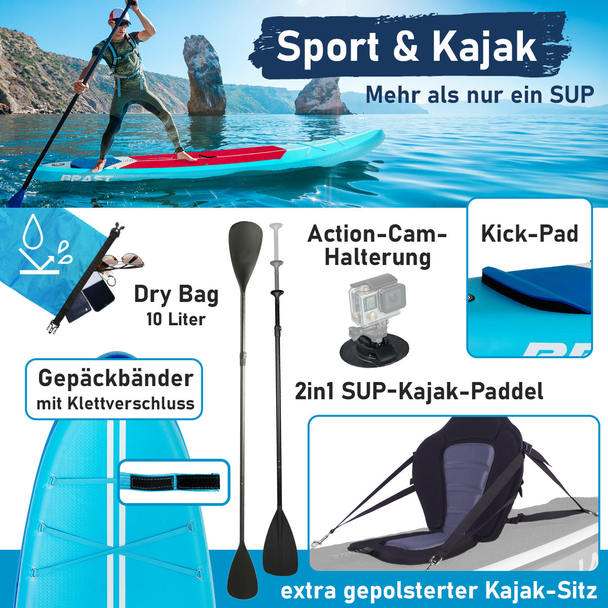 SUP Board aufblasbar TURTLE 320 blue
