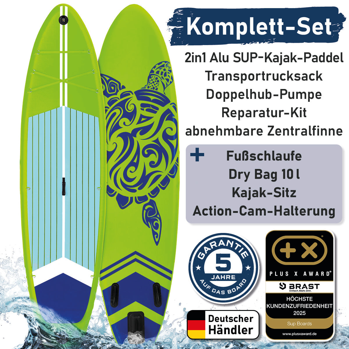 SUP Board aufblasbar TURTLE 320 green