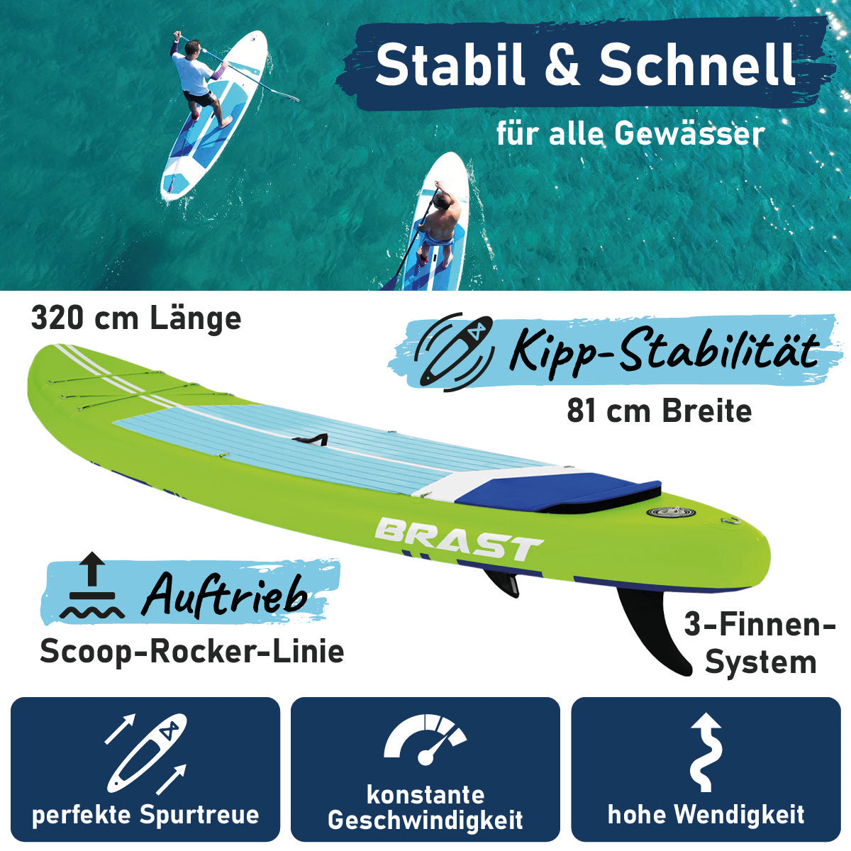 SUP Board aufblasbar TURTLE 320 green