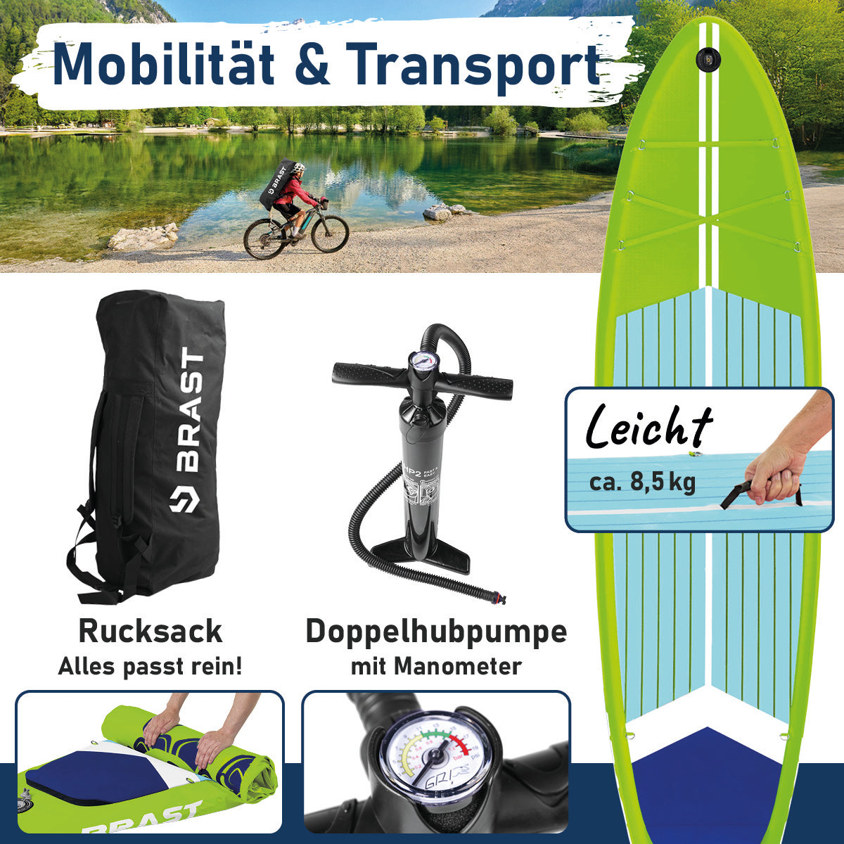 SUP Board aufblasbar TURTLE 320 green