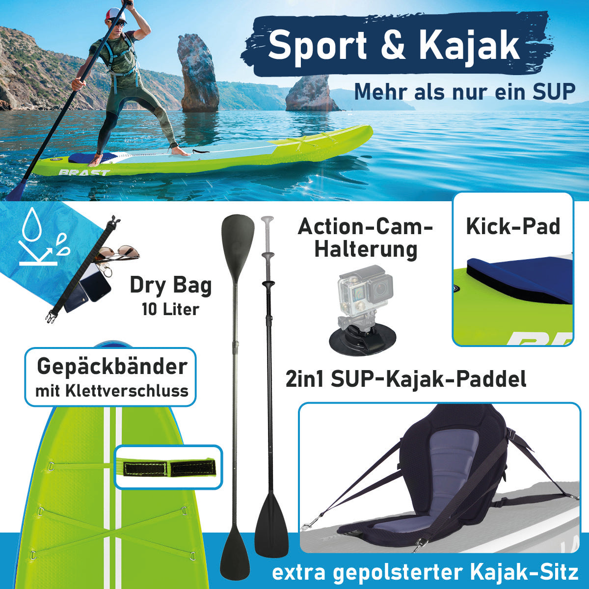 SUP Board aufblasbar TURTLE 320 green