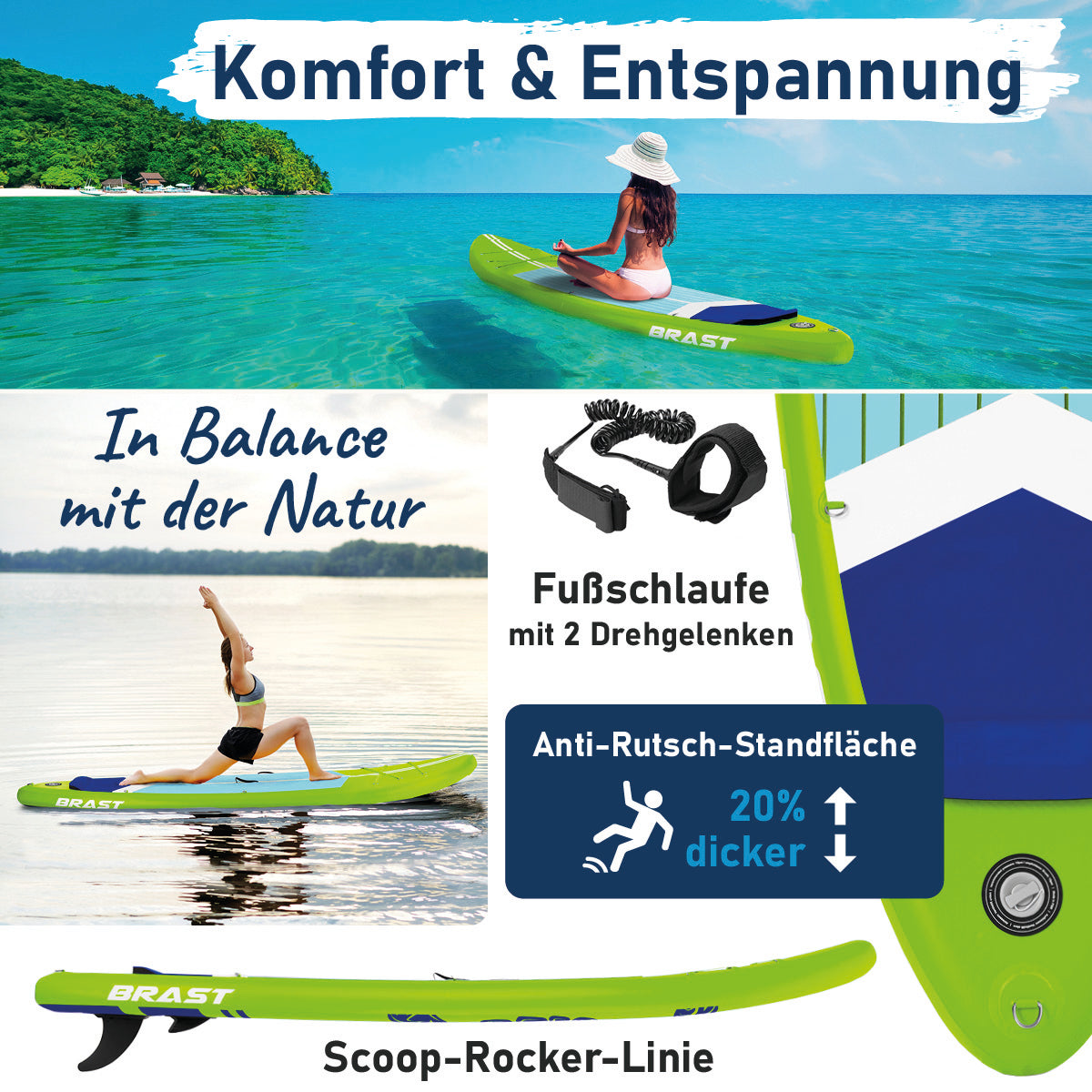 SUP Board aufblasbar TURTLE 320 green