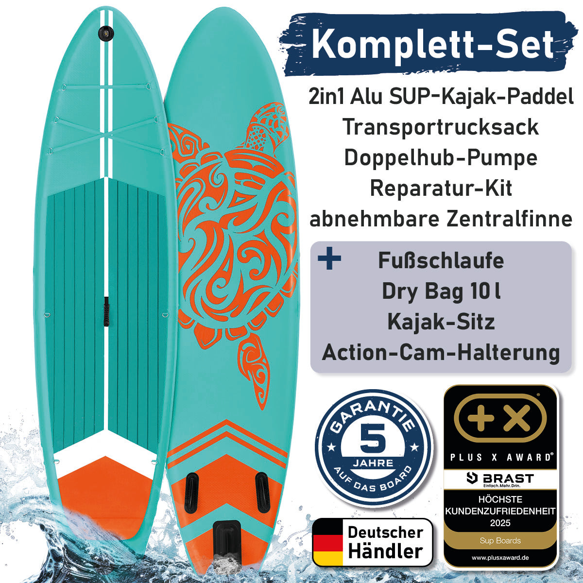 SUP Board aufblasbar TURTLE 320 petrol