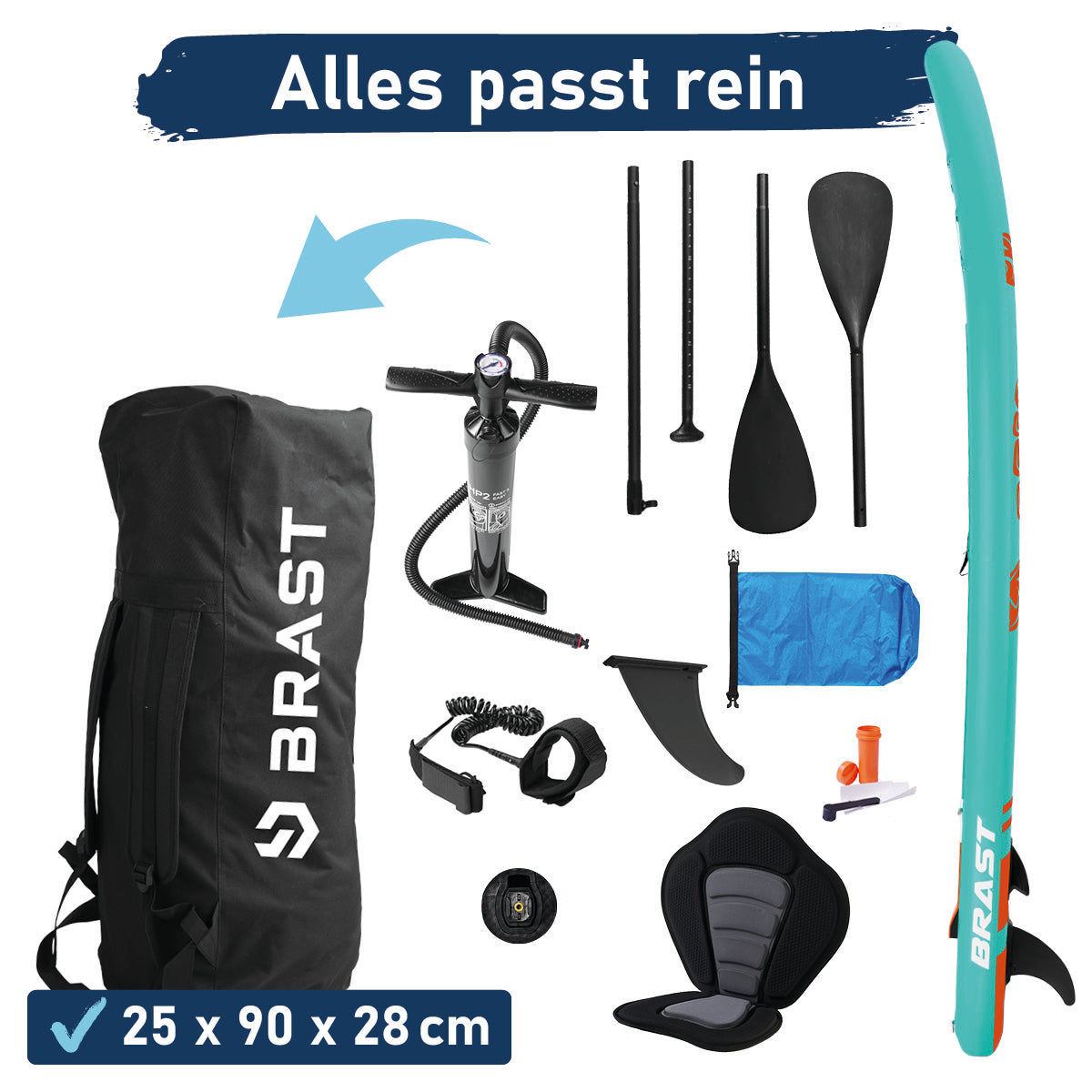 SUP Board aufblasbar TURTLE 320 petrol