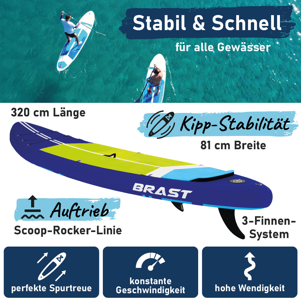 SUP Board aufblasbar TURTLE 320 dark blue