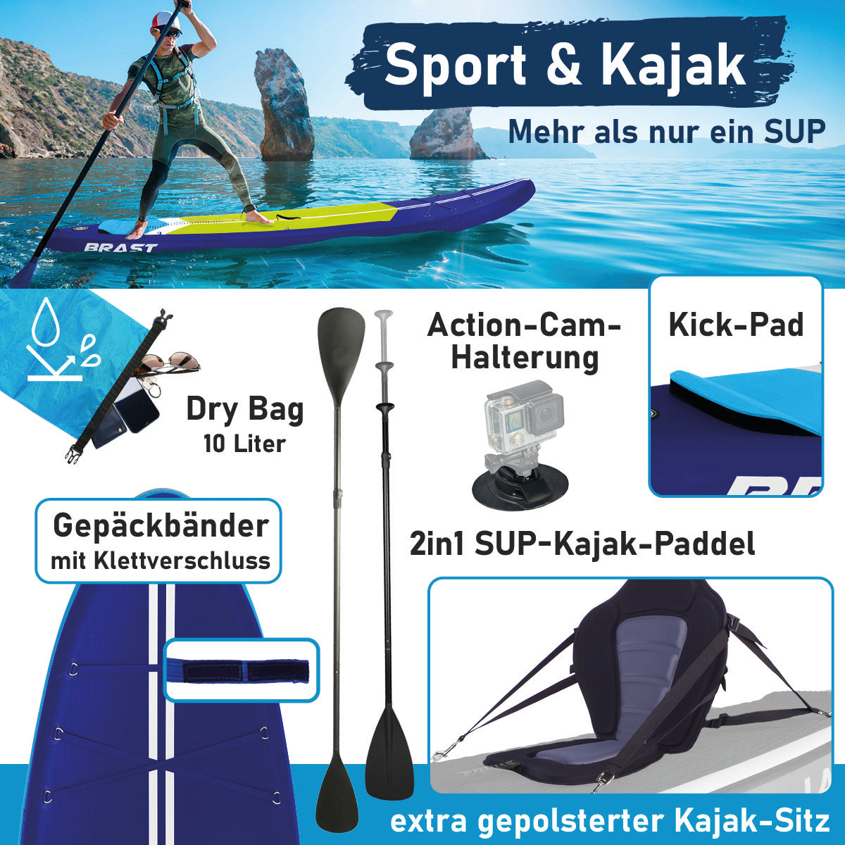 SUP Board aufblasbar TURTLE 320 dark blue
