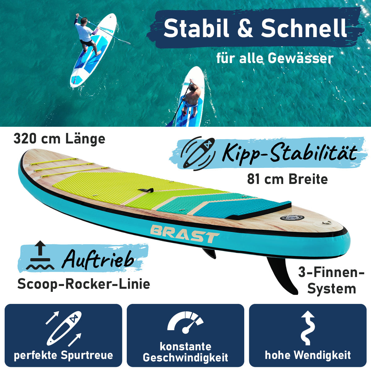 SUP Board aufblasbar TROPIC 320 petrol