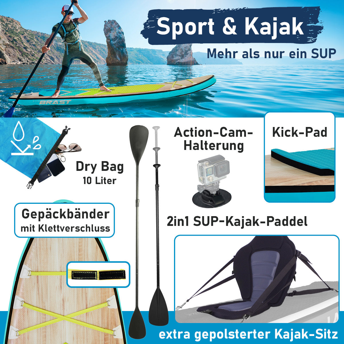 SUP Board aufblasbar TROPIC 320 petrol