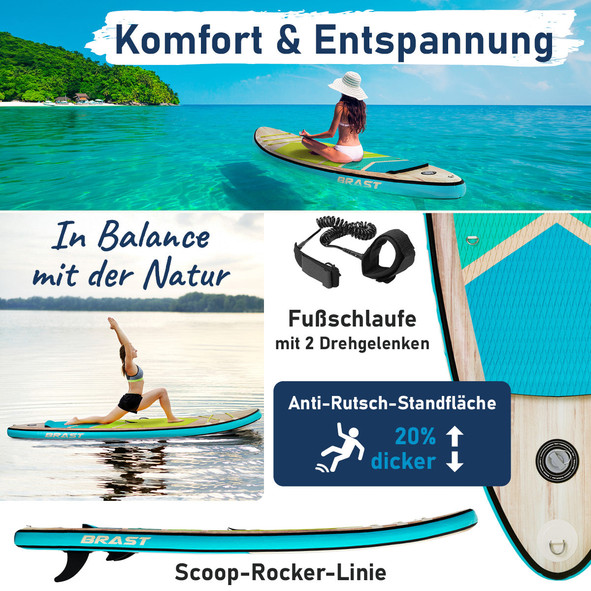 SUP Board aufblasbar TROPIC 320 petrol