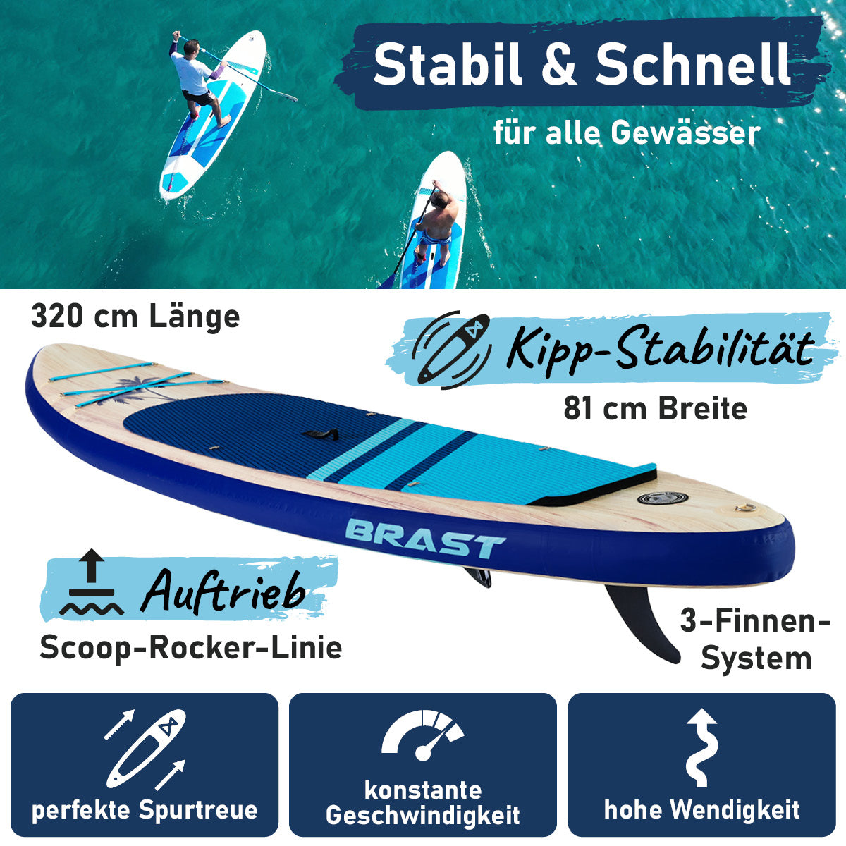 SUP Board aufblasbar TROPIC 320 blue