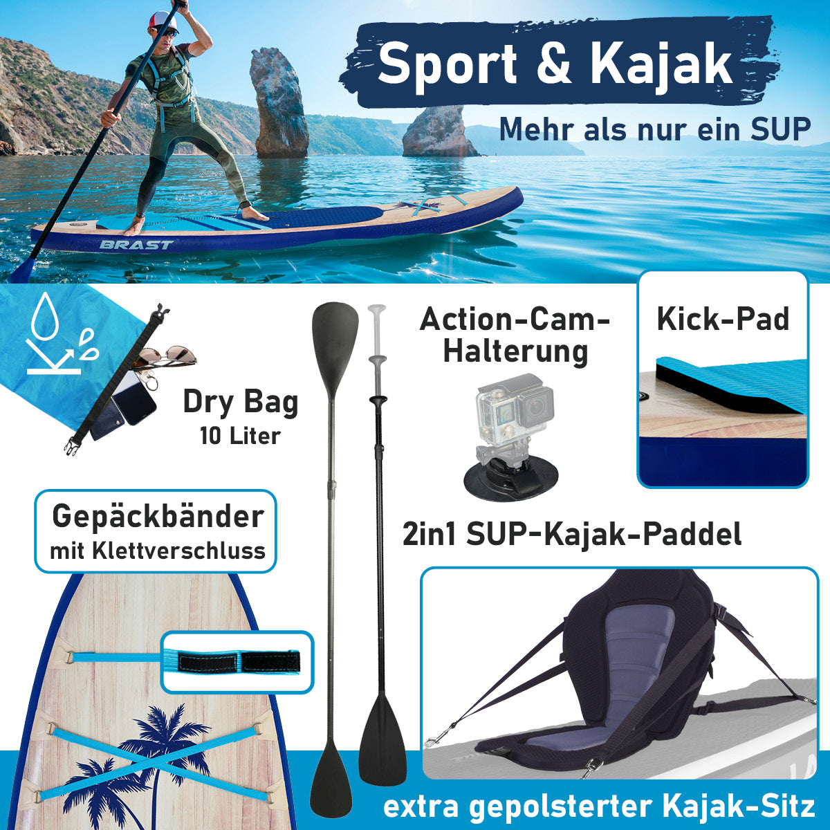 SUP Board aufblasbar TROPIC 320 blue