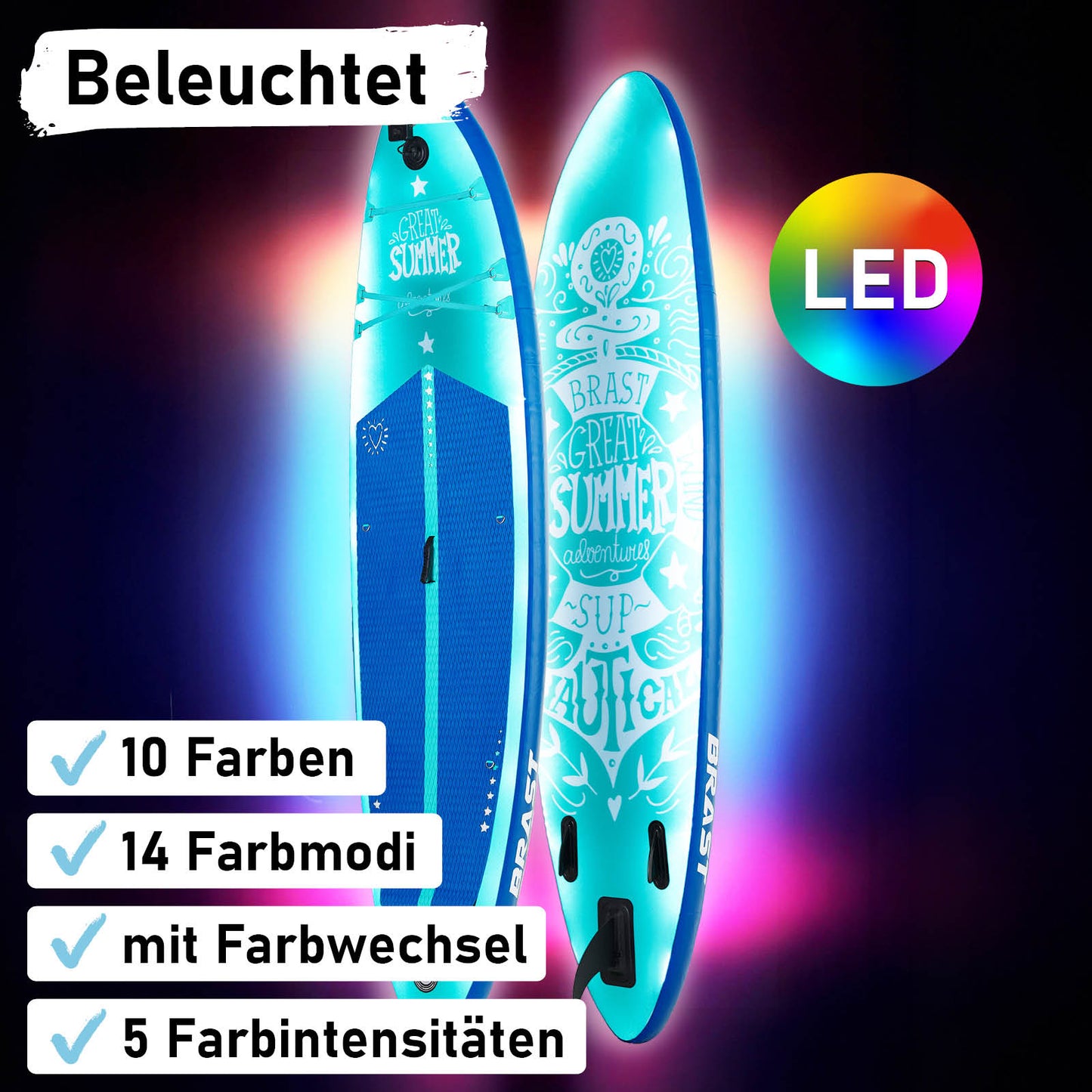 SUP Board aufblasbar LED SUMMER 320 petrol