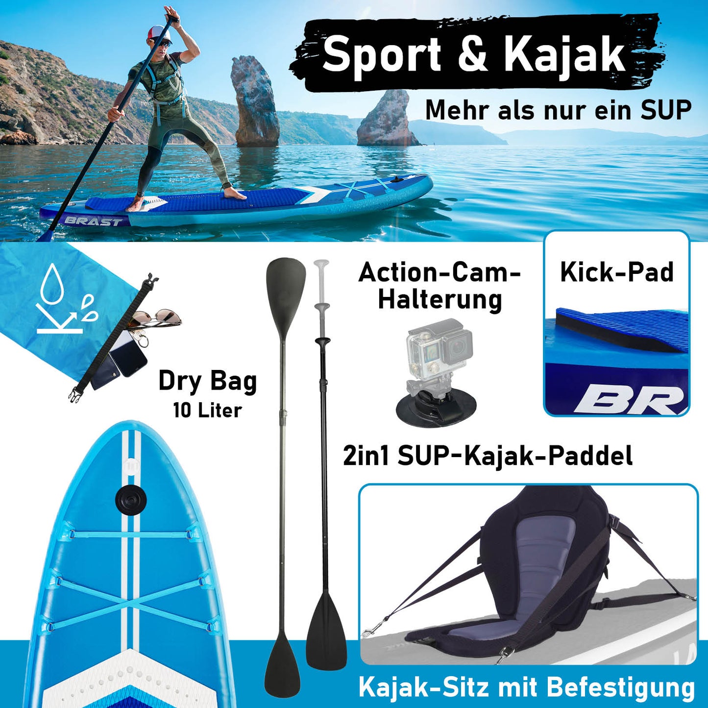 SUP Board aufblasbar LED TURTLE 320 blue