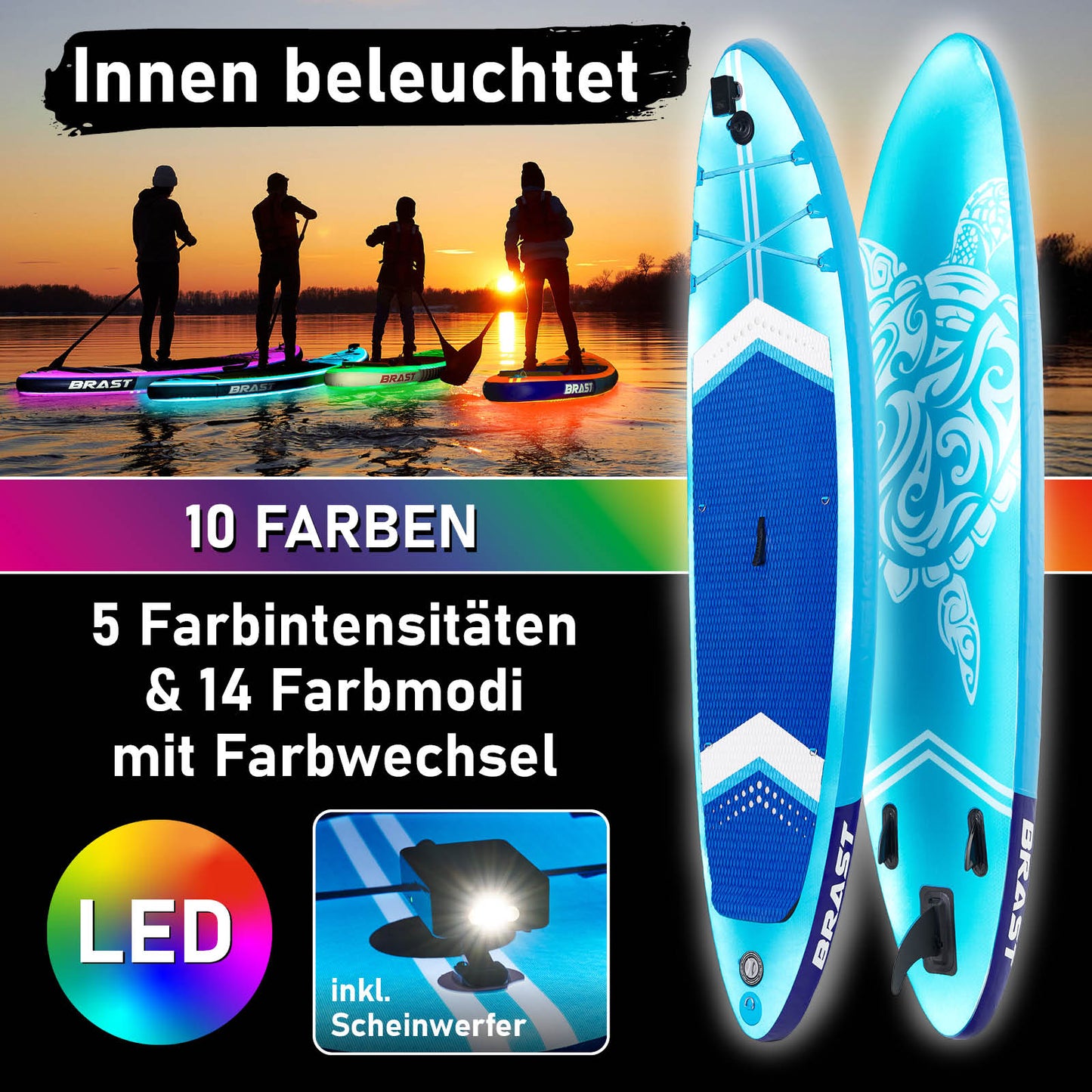 SUP Board aufblasbar LED TURTLE 320 blue