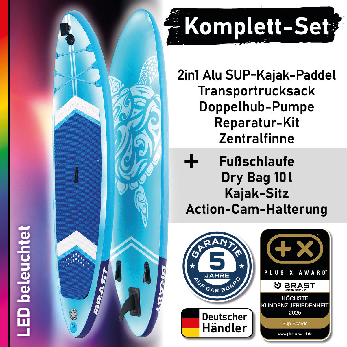 SUP Board aufblasbar LED TURTLE 320 blue