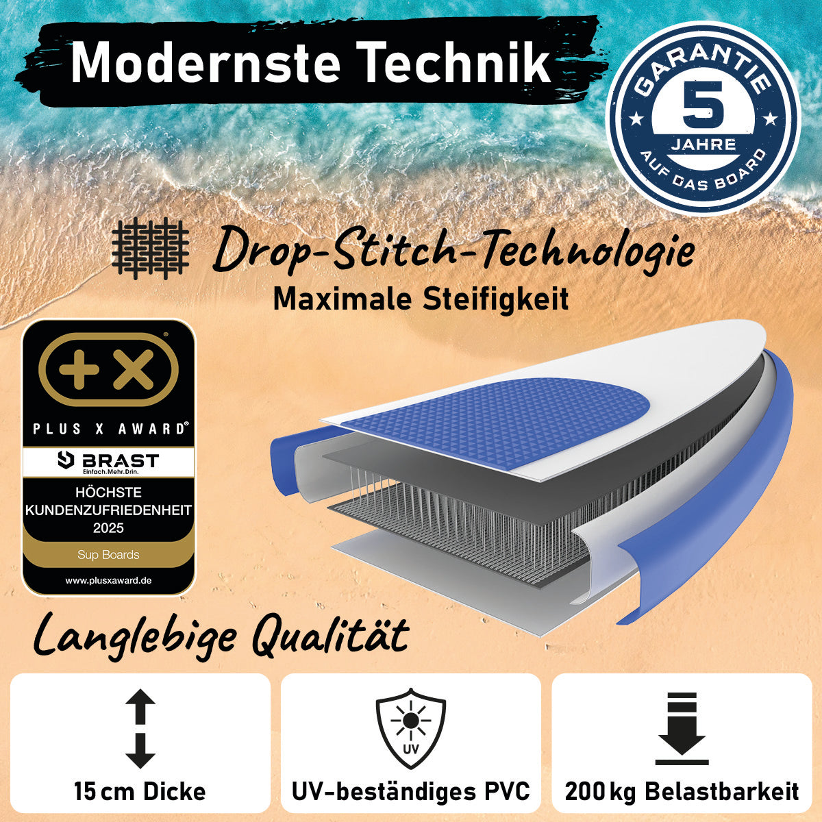 SUP Board aufblasbar LED TURTLE 320 blue