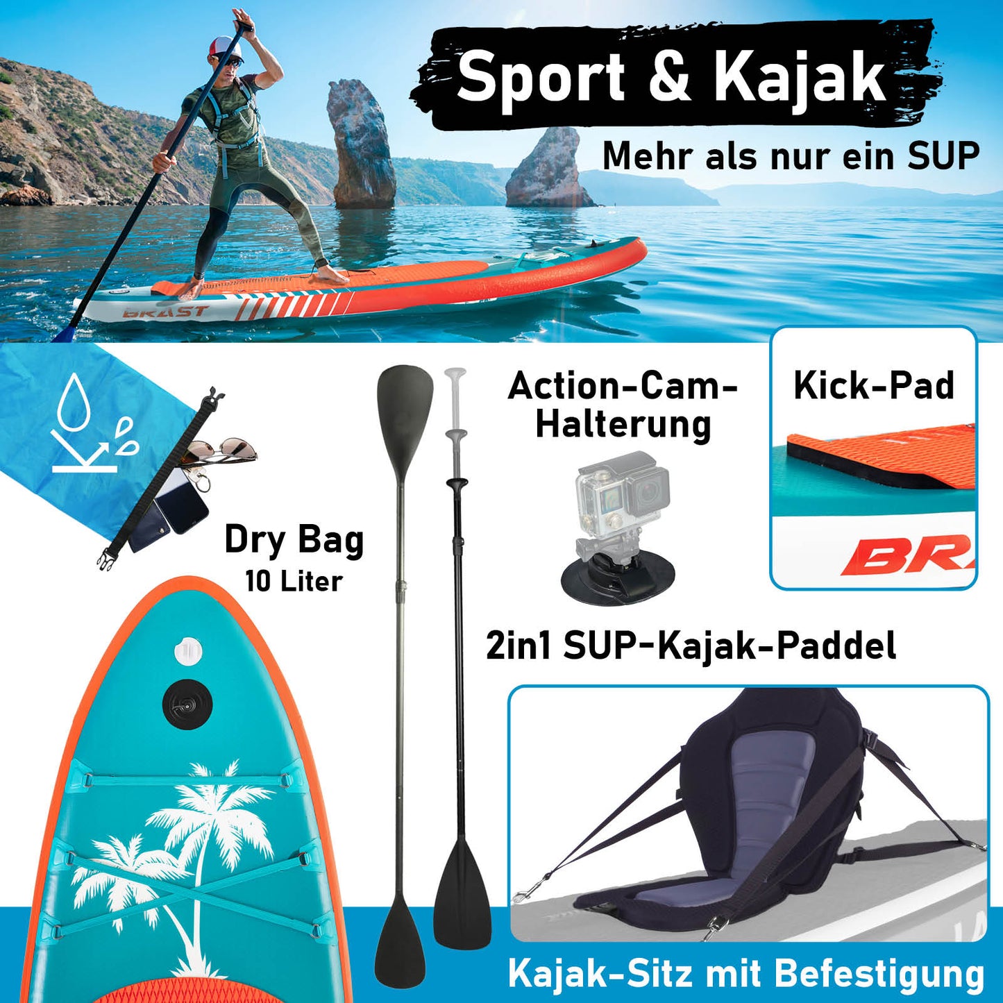 SUP Board aufblasbar LED HAWAII 320