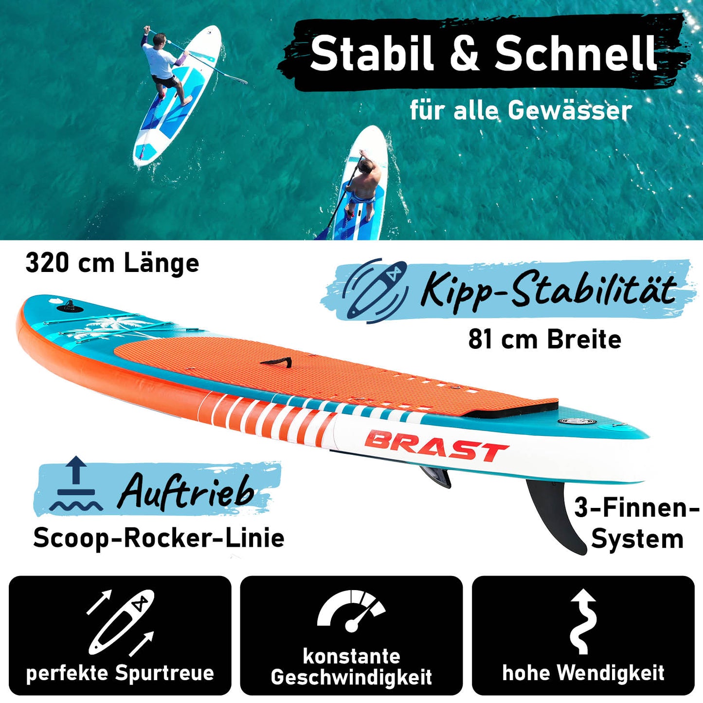 SUP Board aufblasbar LED HAWAII 320