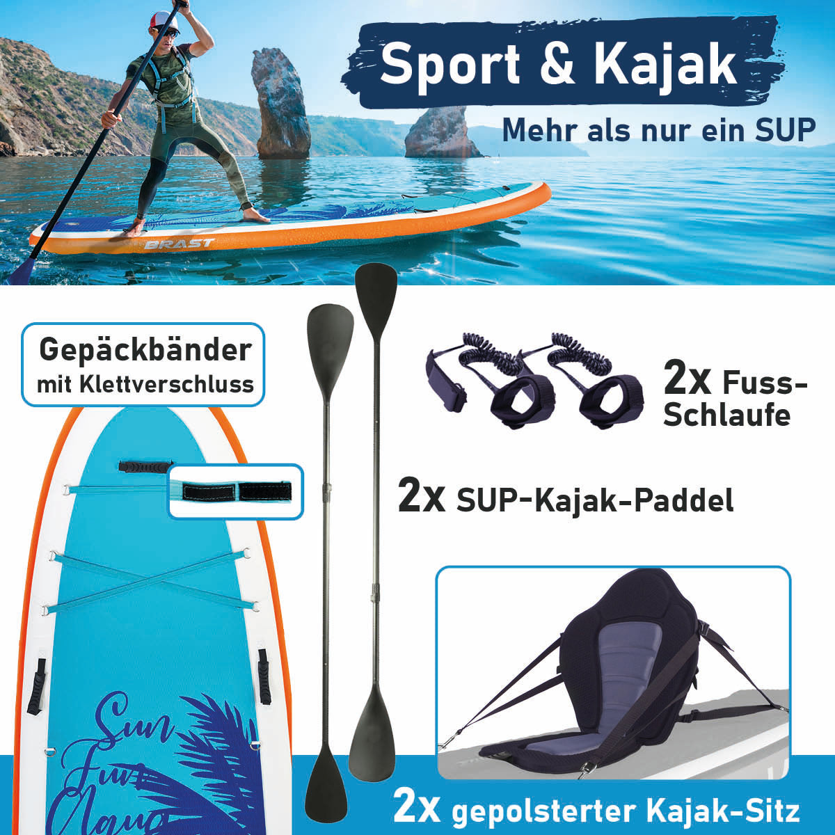 XXL SUP Board aufblasbar FAMILY HAWAII 370