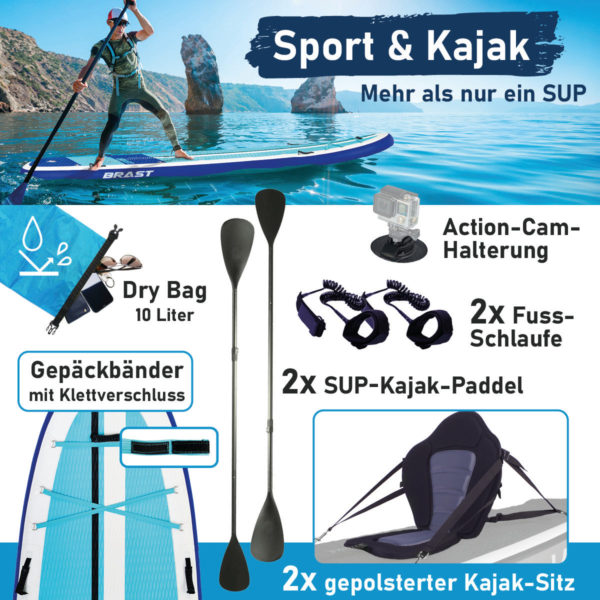 XXL SUP Board aufblasbar FAMILY SHARK 370