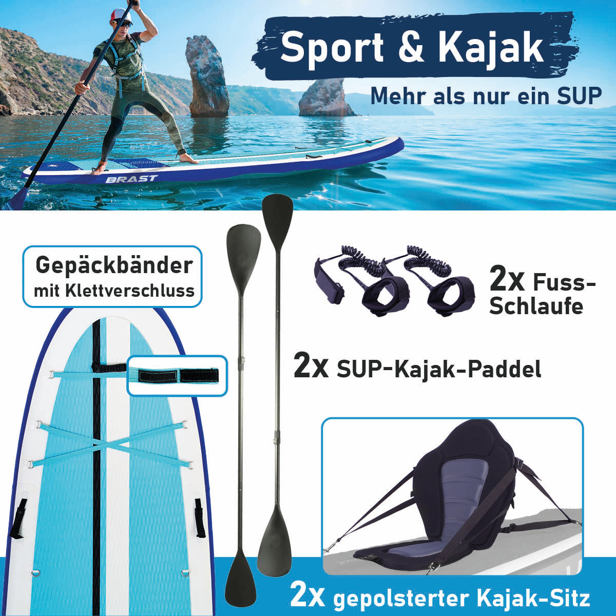 XXL SUP Board aufblasbar FAMILY SHARK 370