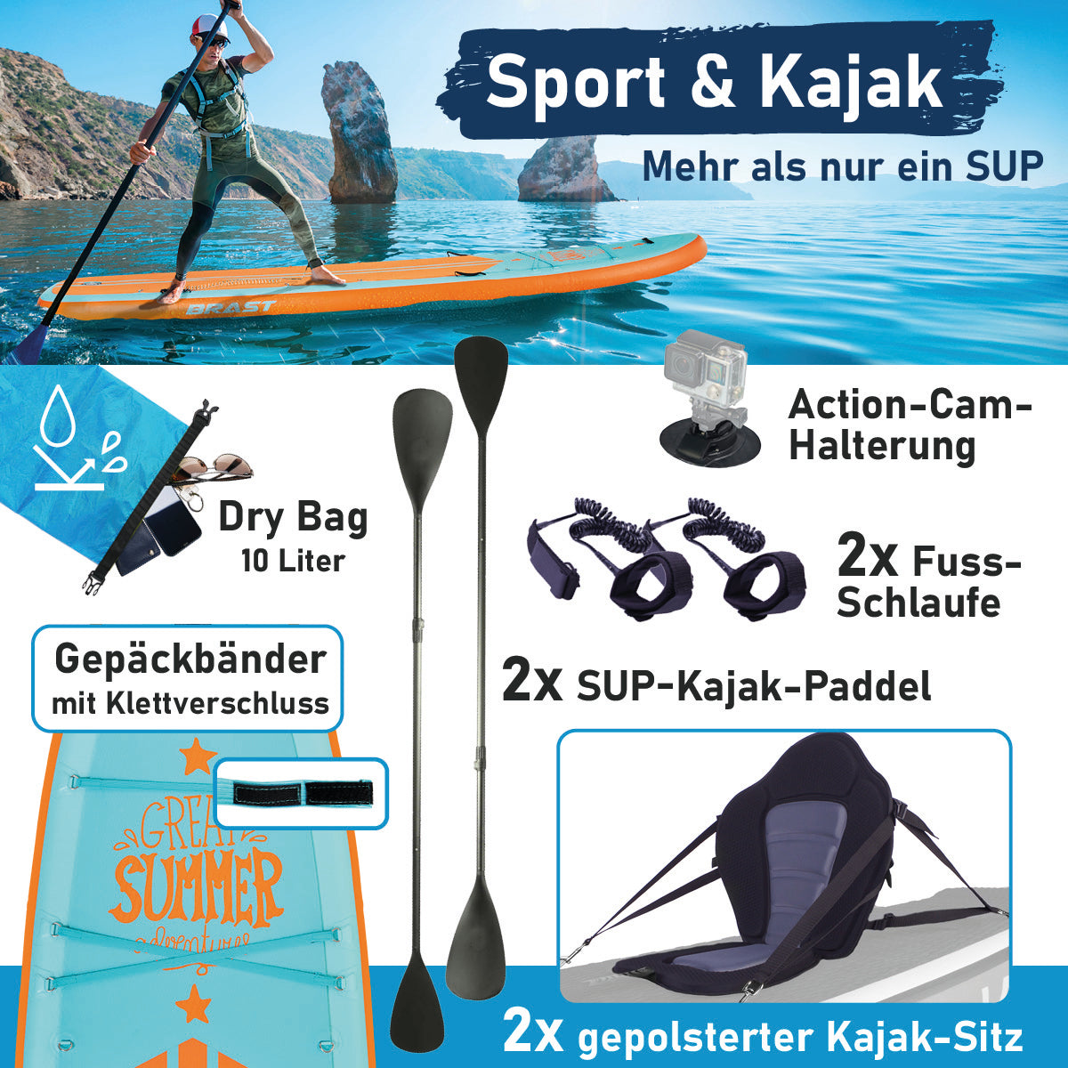XXL SUP Board aufblasbar FAMILY SUMMER 370