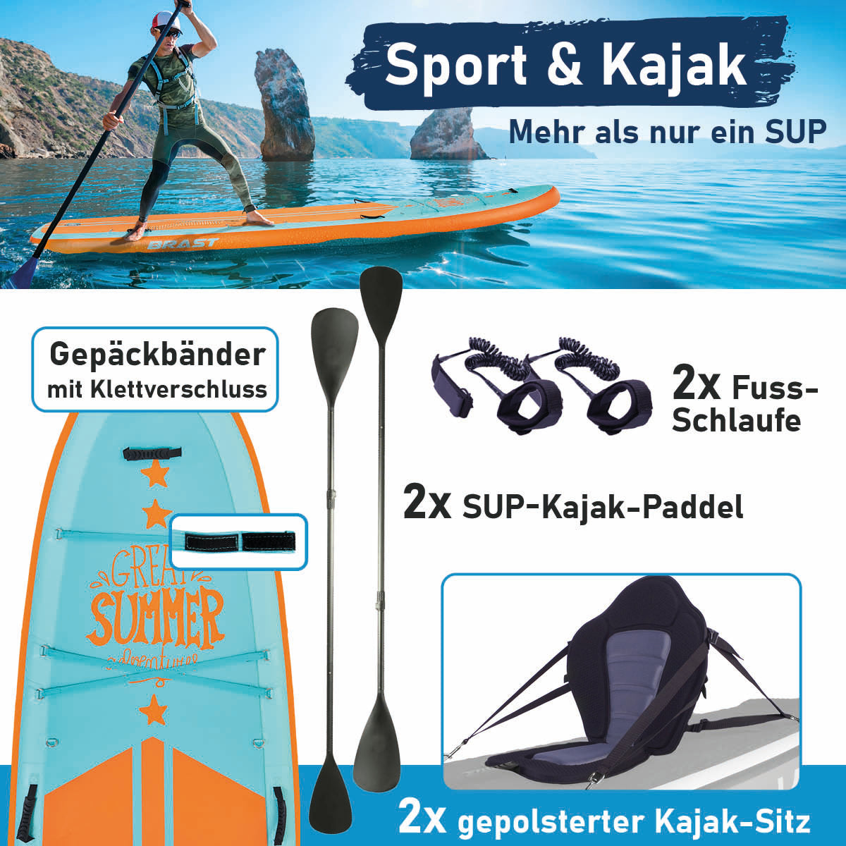 XXL SUP Board aufblasbar FAMILY SUMMER 370