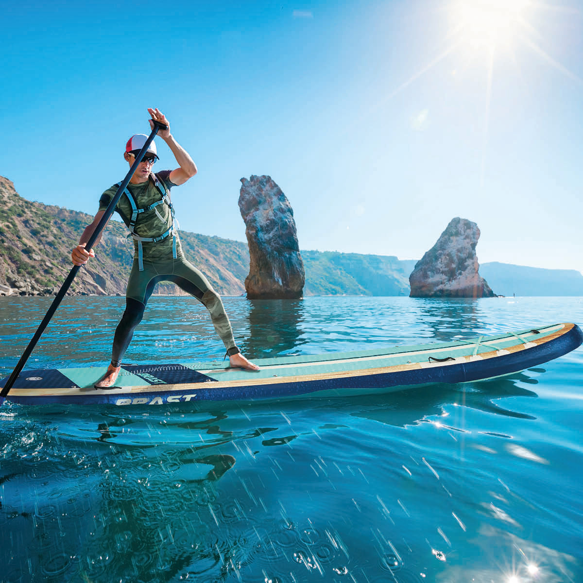 XXL SUP Board aufblasbar FAMILY SHARK natural 370