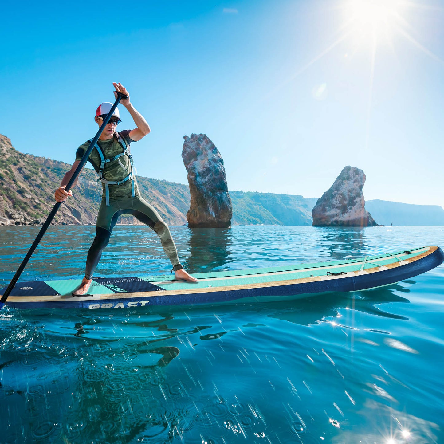 XXL SUP Board aufblasbar FAMILY SHARK natural 370