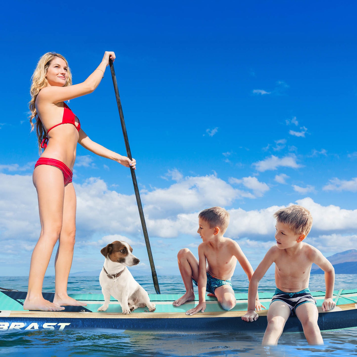 XXL SUP Board aufblasbar FAMILY SHARK natural 370