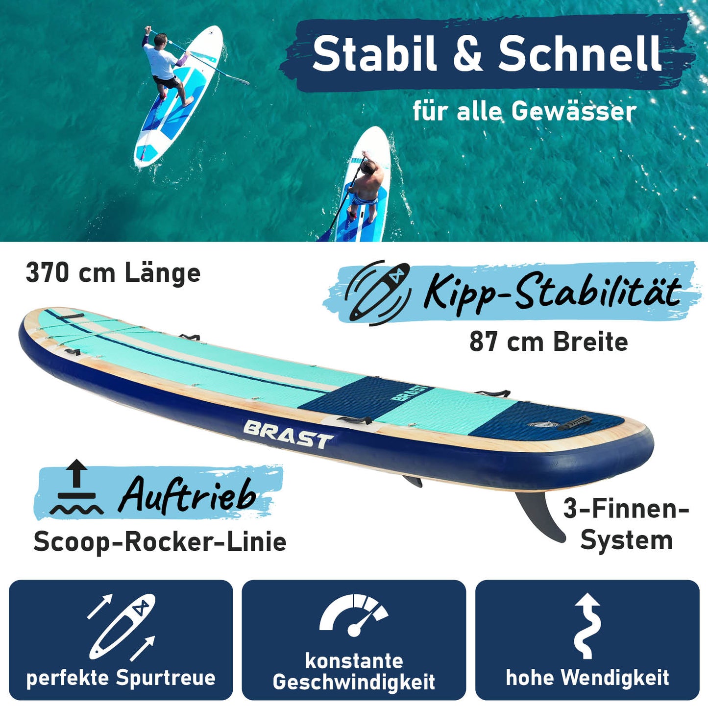 XXL SUP Board aufblasbar FAMILY SHARK natural 370