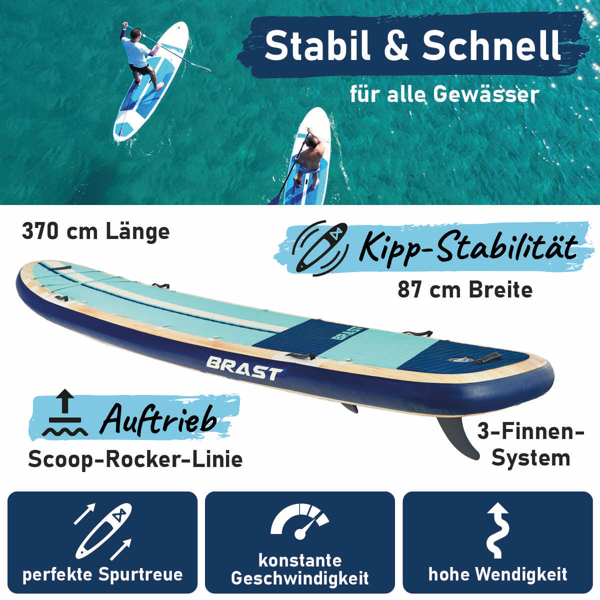 XXL SUP Board aufblasbar FAMILY SHARK natural 370