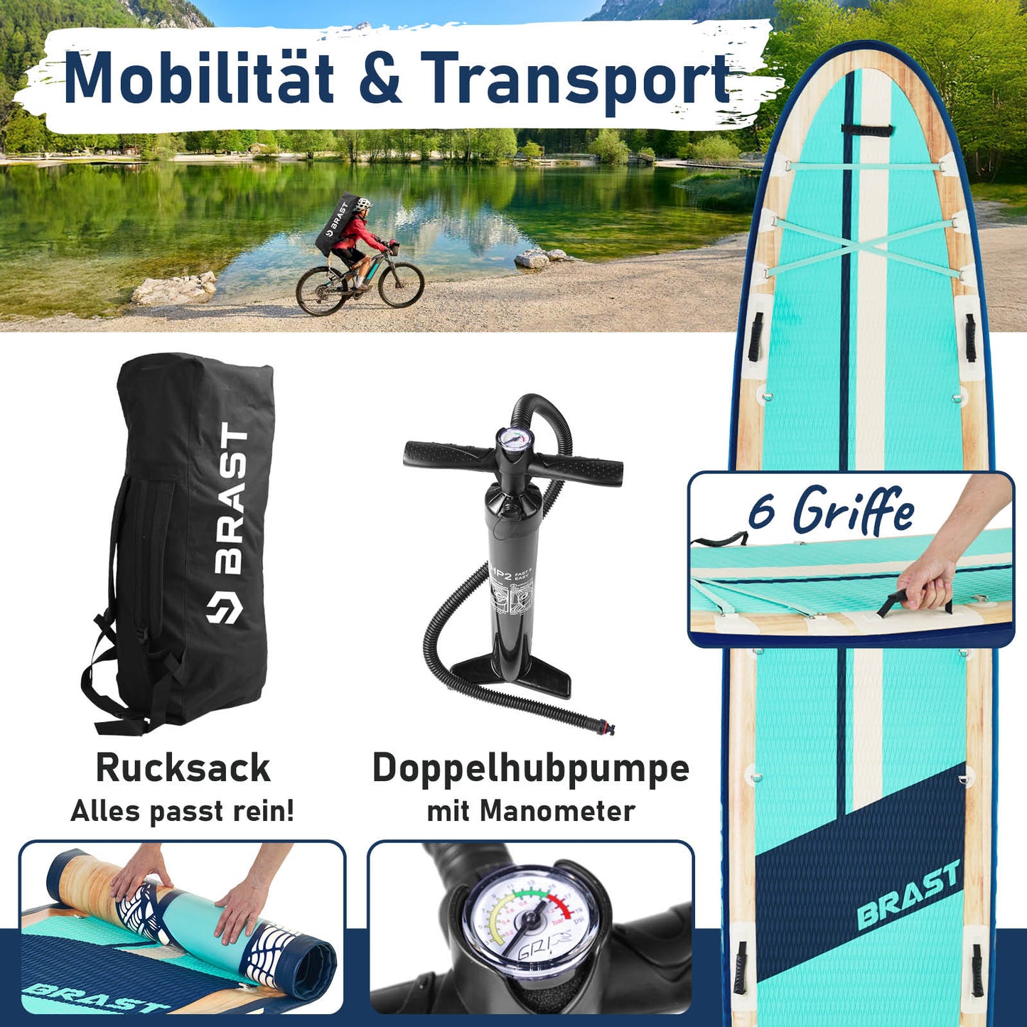 XXL SUP Board aufblasbar FAMILY SHARK natural 370